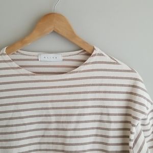 olive striped cotton top M/L